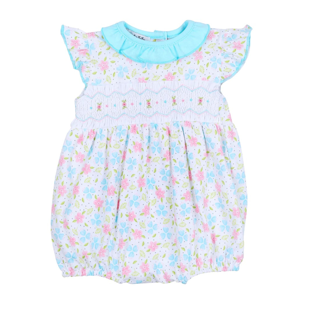Natalie Smocked Printed Flutter Bubble