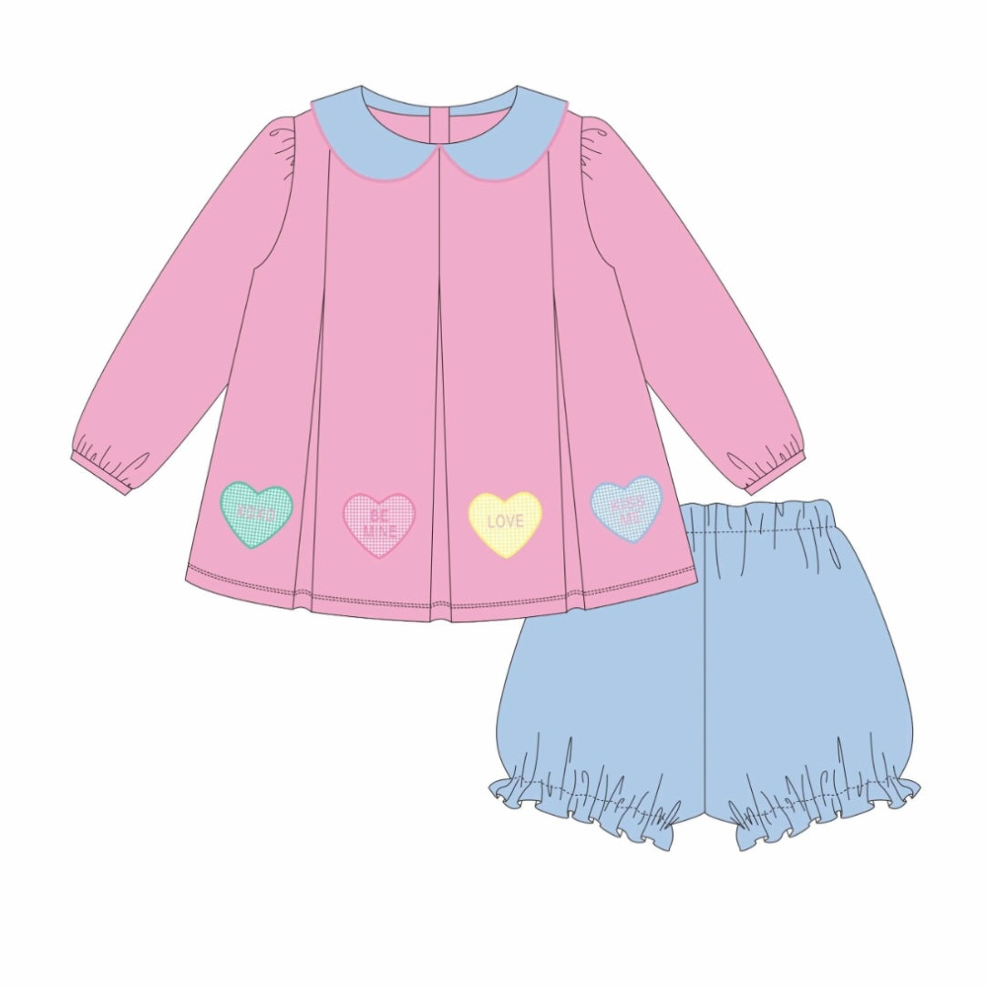 Candy Heart Pleat Bloomer Set
