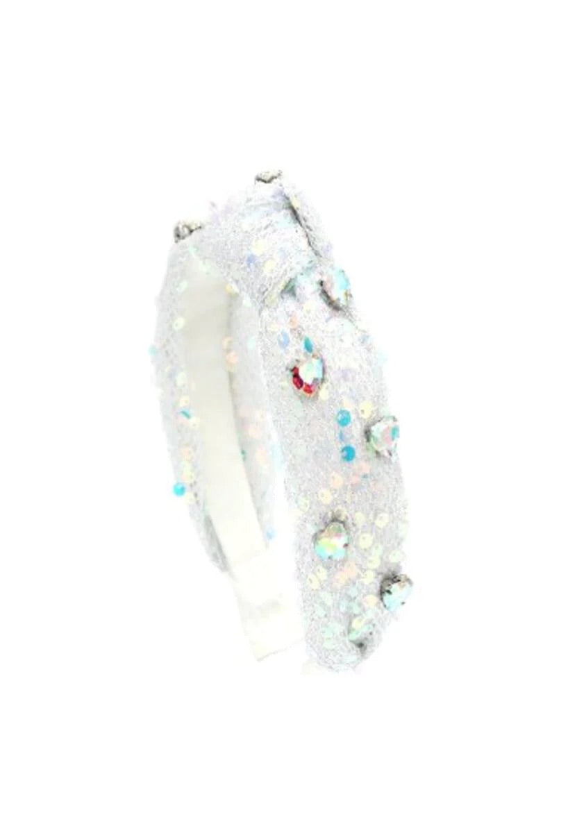 Sequined Jewel Heart Knot Headband