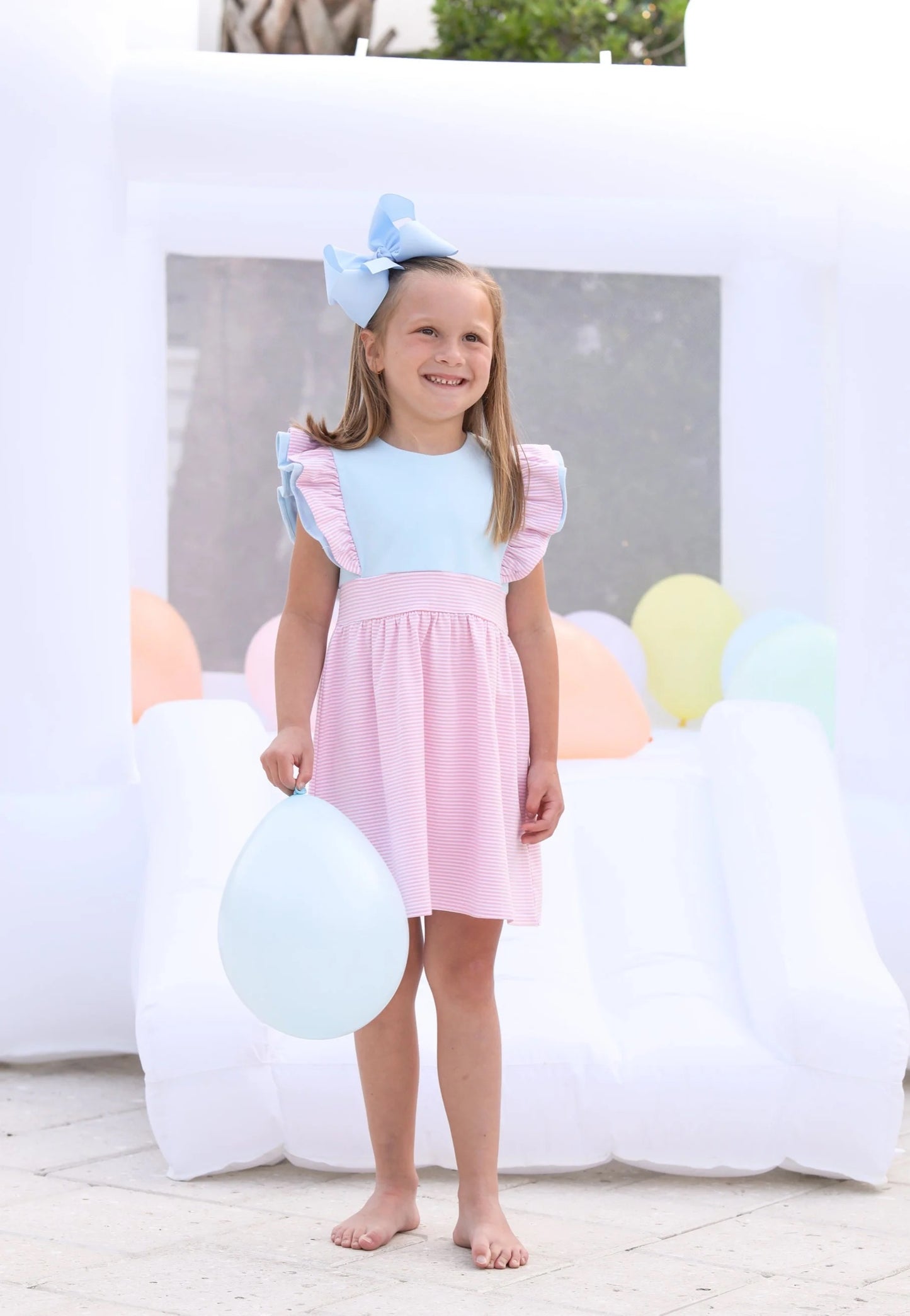 Light Pink Stripe& light blue Rosie Dress