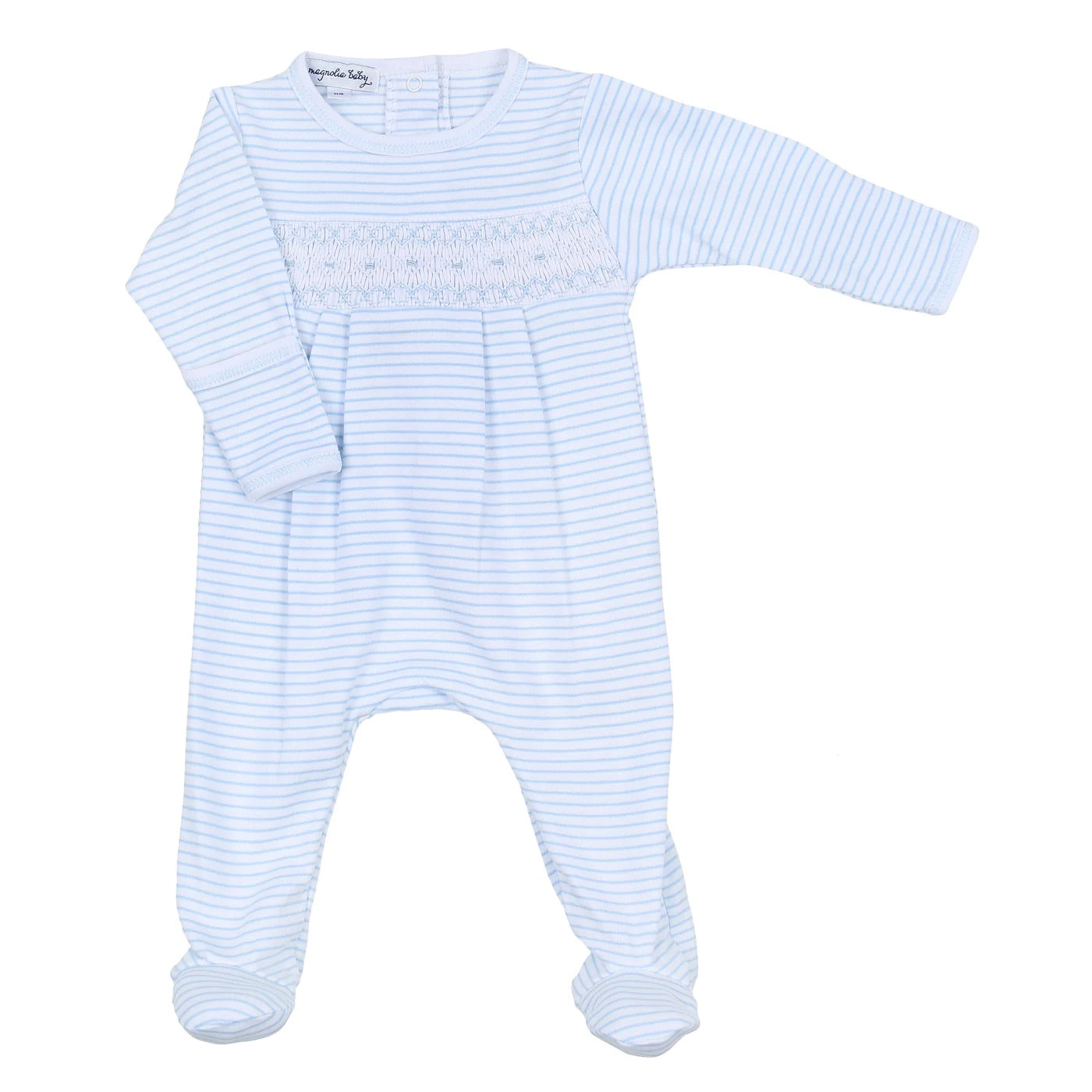 Katie and Kyle Blue Smocked Boy Footie