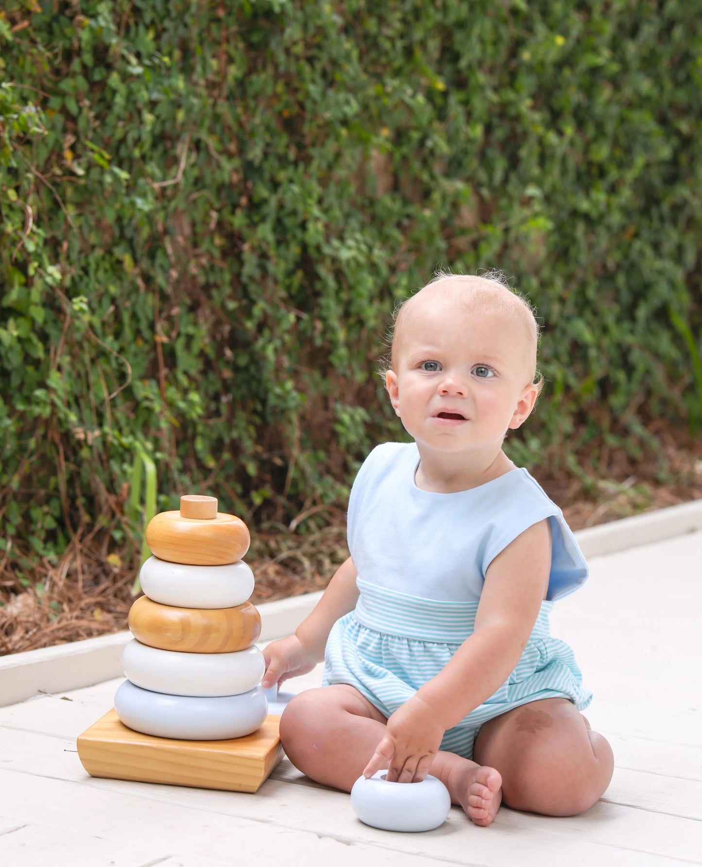 Thomas Sun Suit - Mint Stripe&Light Blue