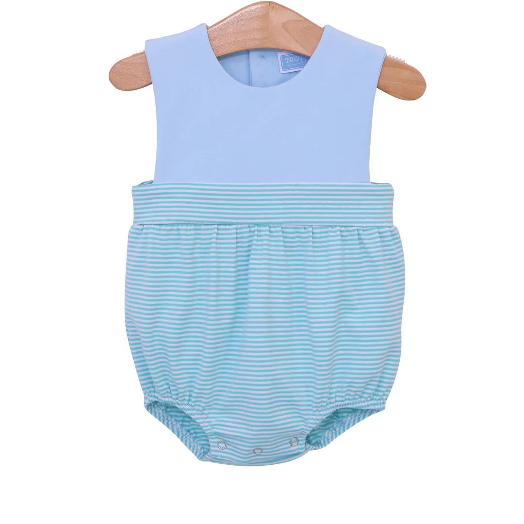 Thomas Sun Suit - Mint Stripe&Light Blue