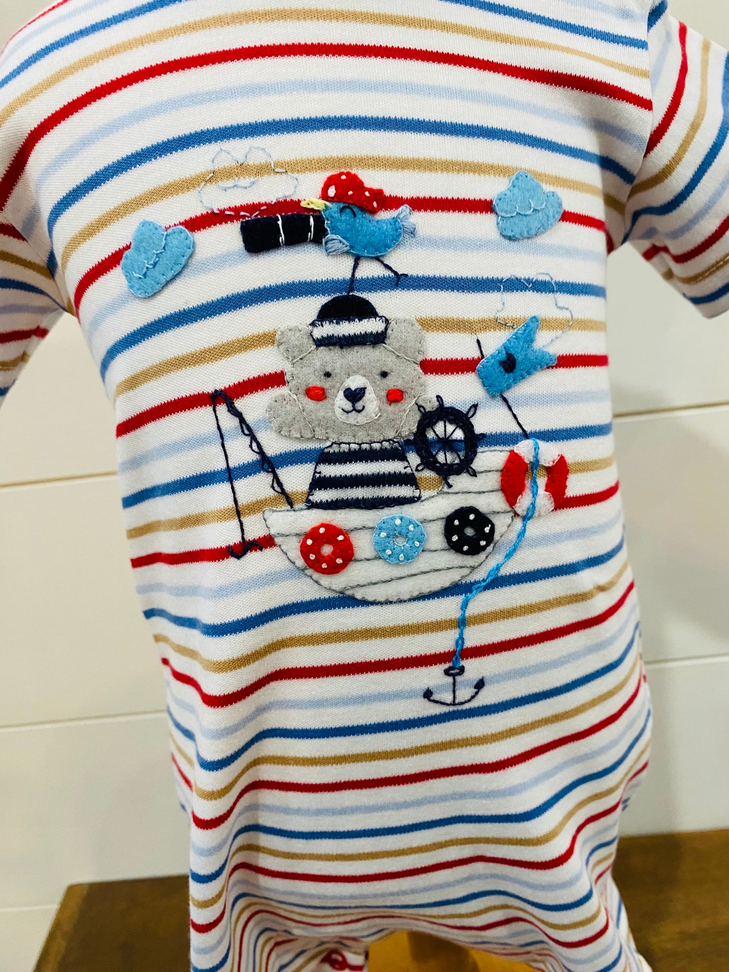Ahoy Stripe Boy Romper