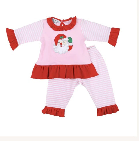 Winking Santa Appliqué Ruffle Pant