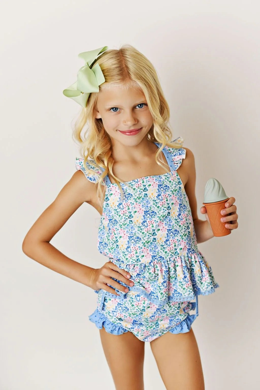 Swoon Baby Blue Floral Bathing Suit