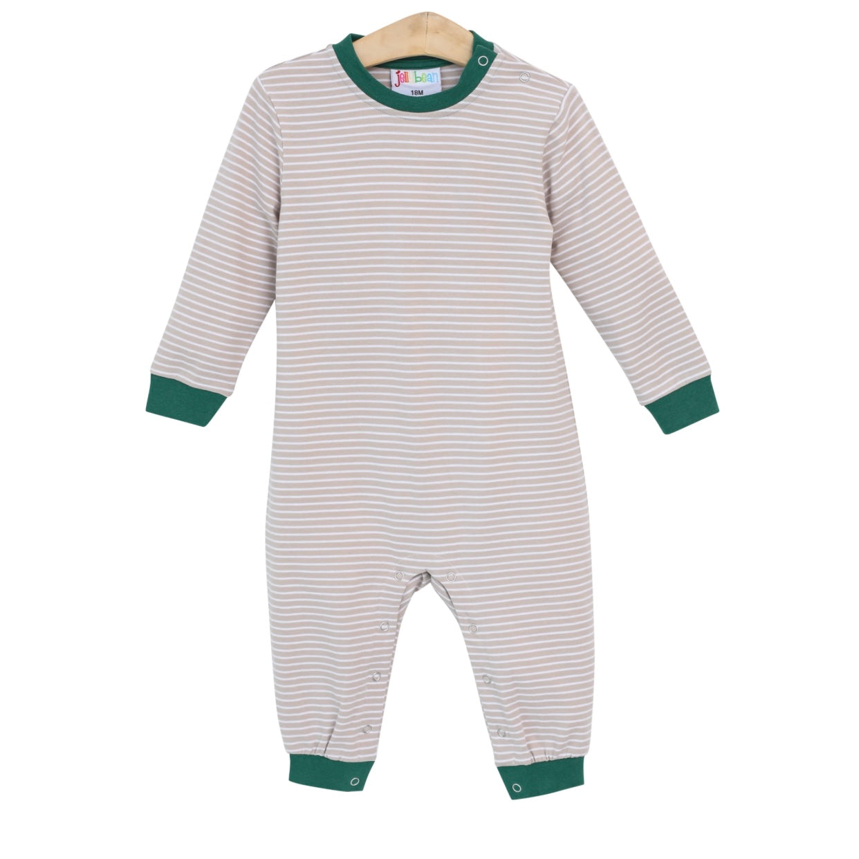Thomas Tan Stripe & Hunter Green Romper