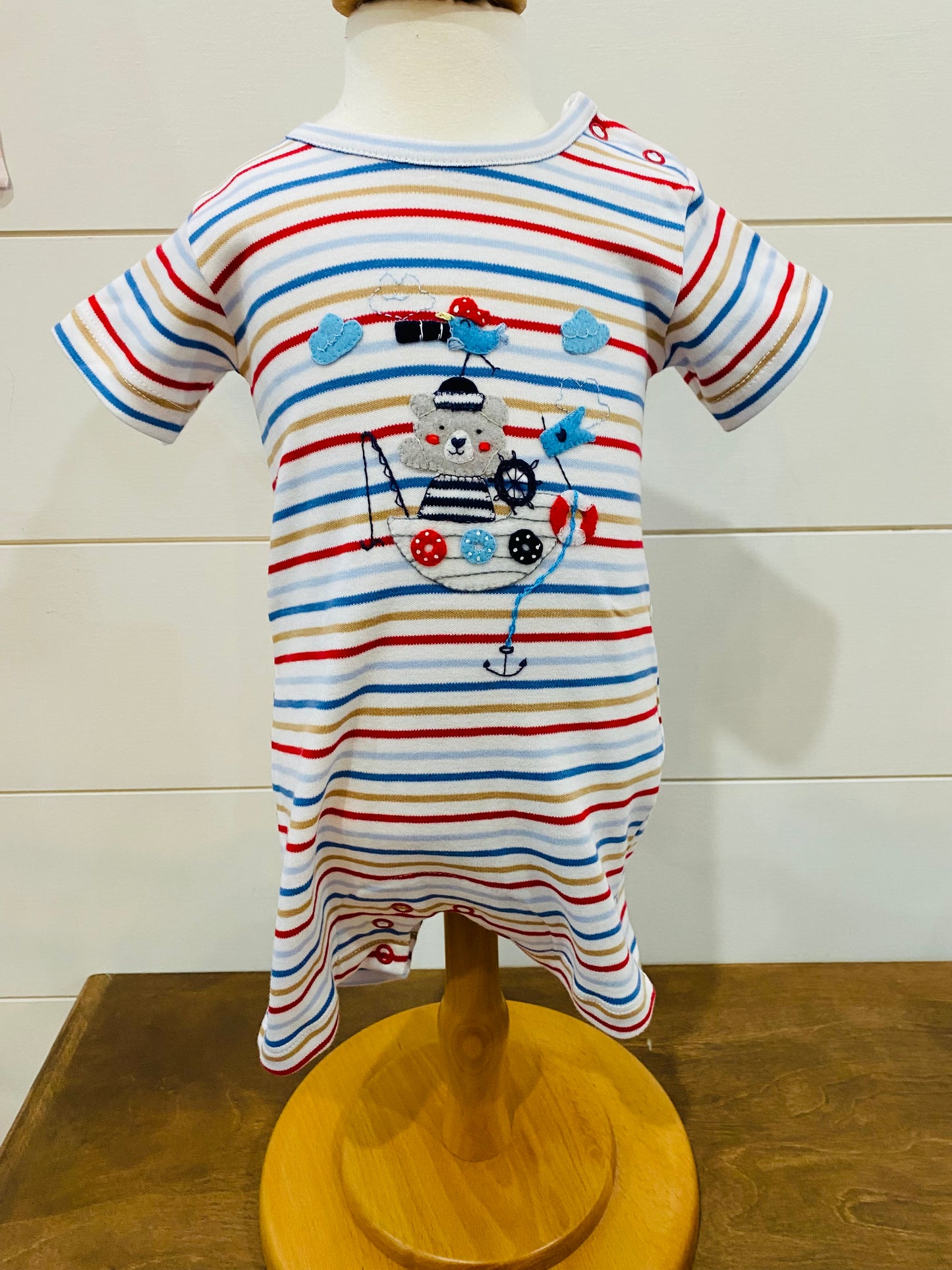 Ahoy Stripe Boy Romper