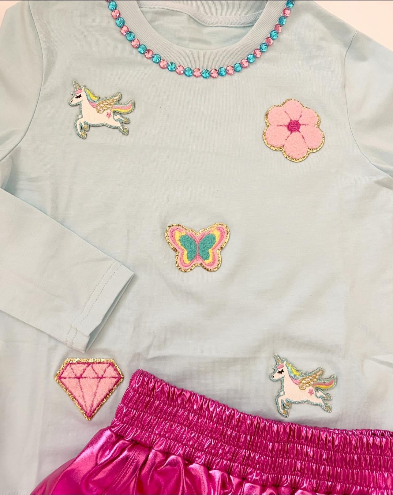 Rhinestone Blue Unicorn shirt
