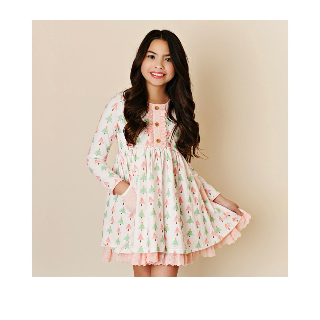Swoon Baby Pink Christmas Bliss Pocket Eyelet Dress