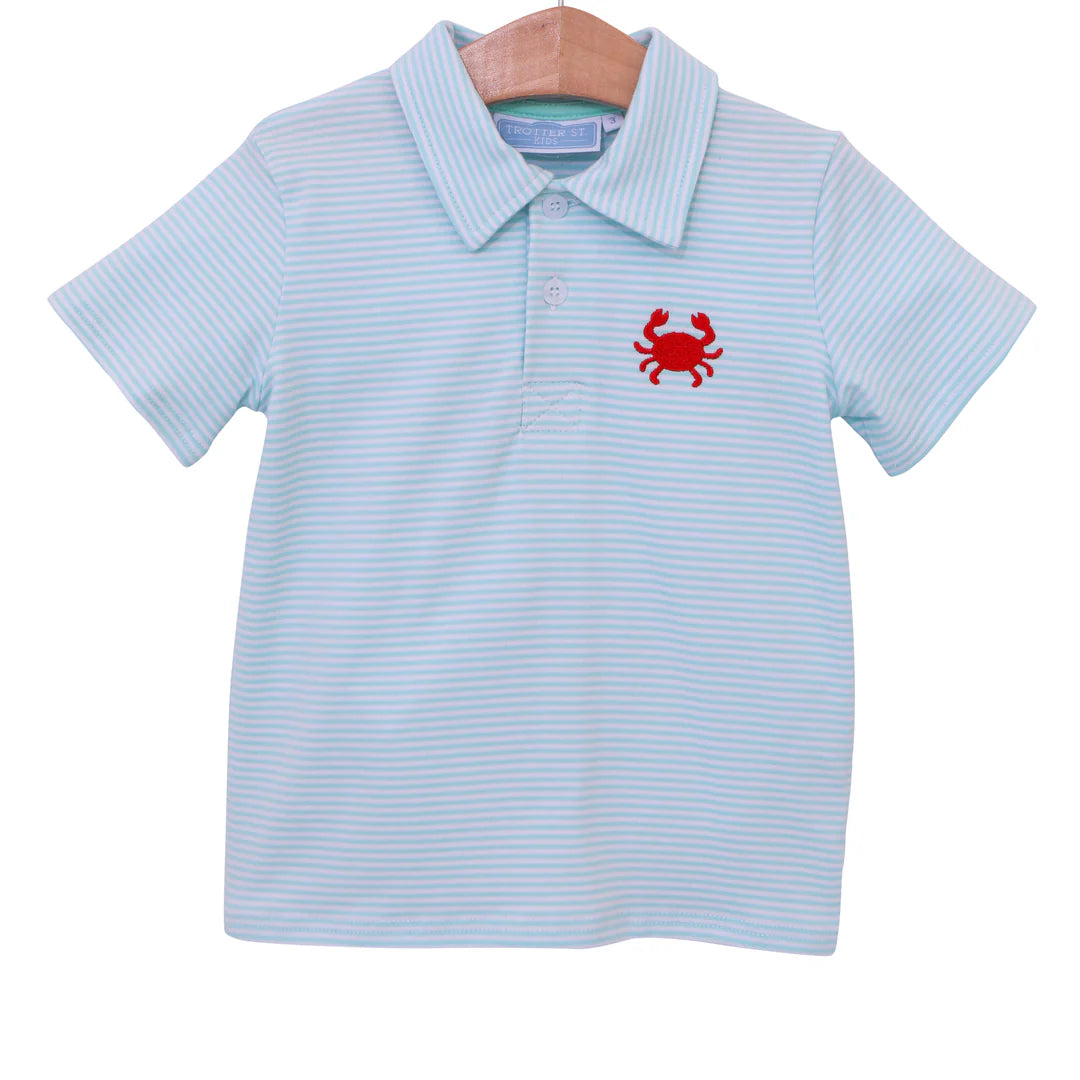 Aqua Red Crab Polo