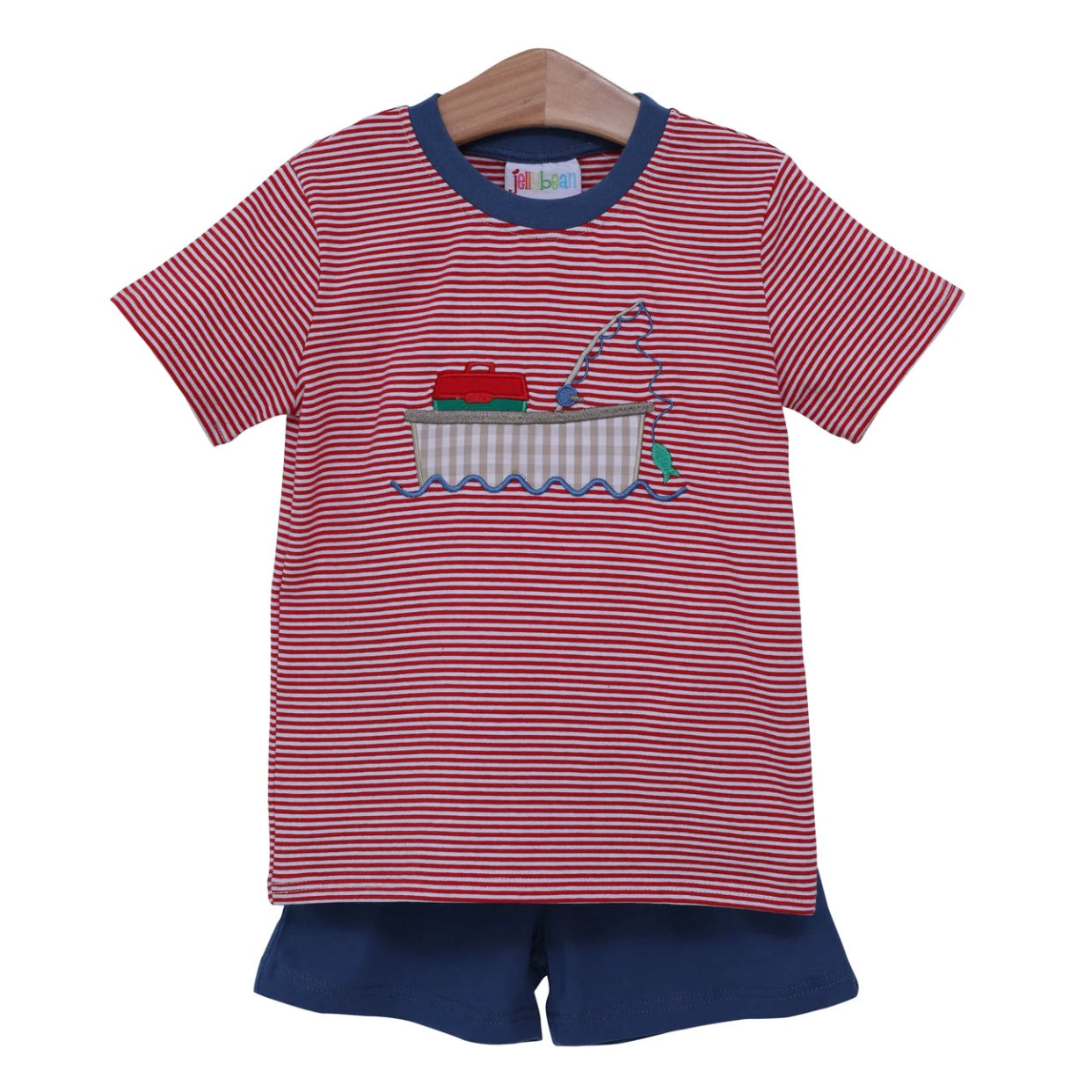 Fishing Boat Applique Short Set