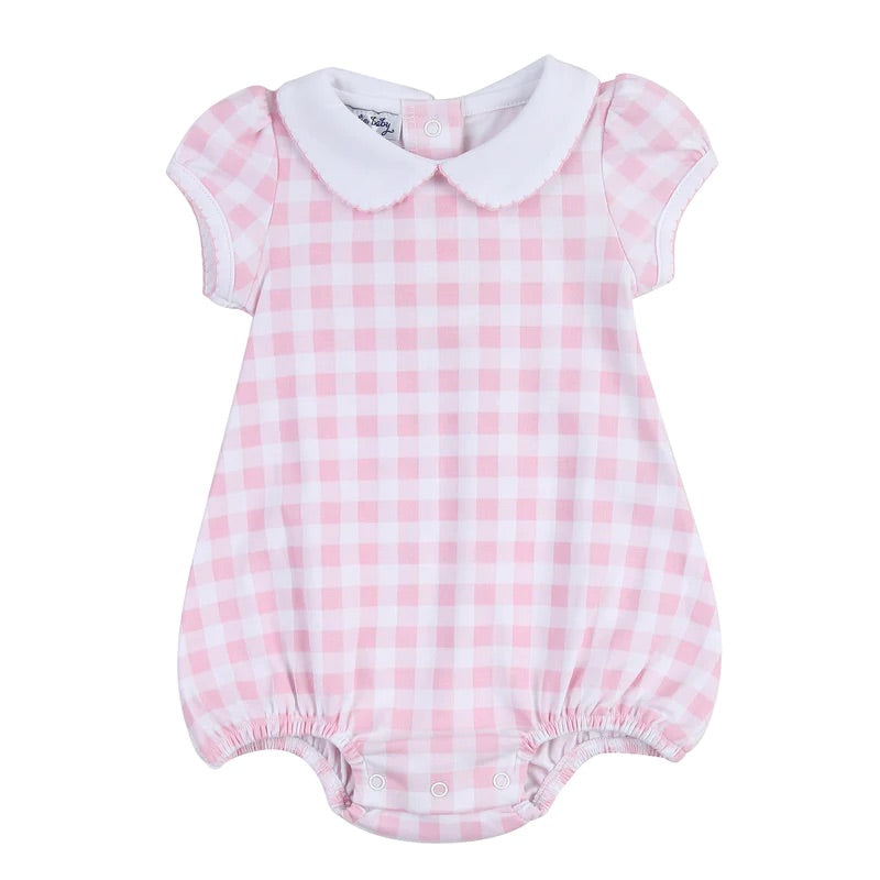 Baby Check Pink Collared Bubble
