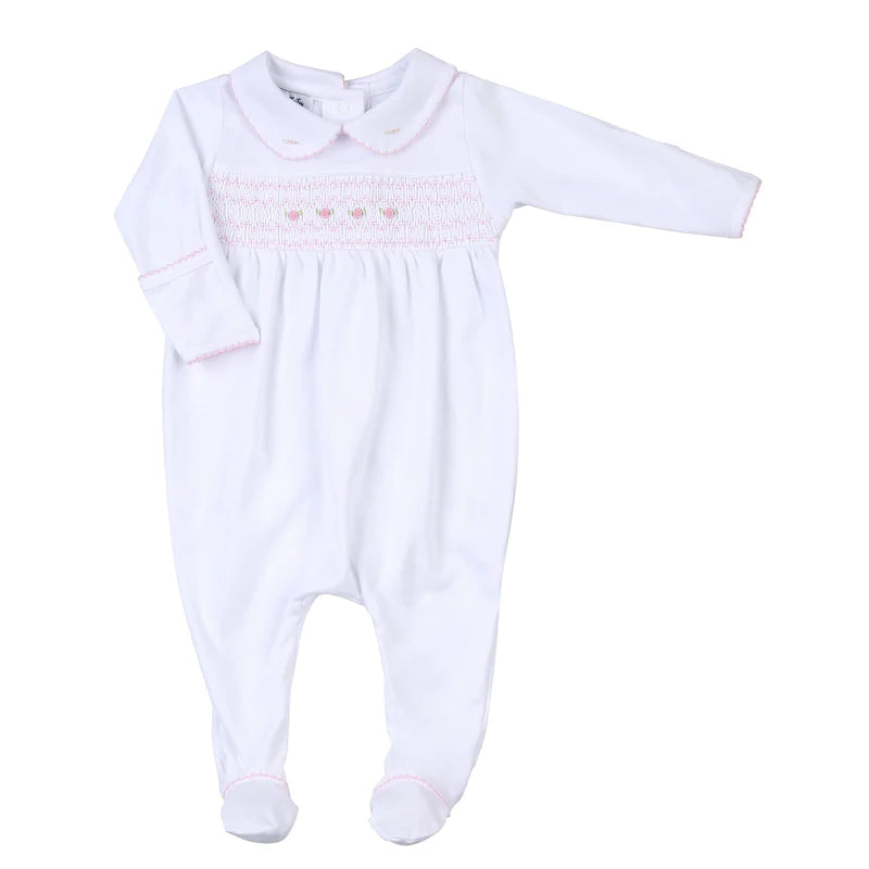 Taylor and Tyler Pink Smocked Collared Footie