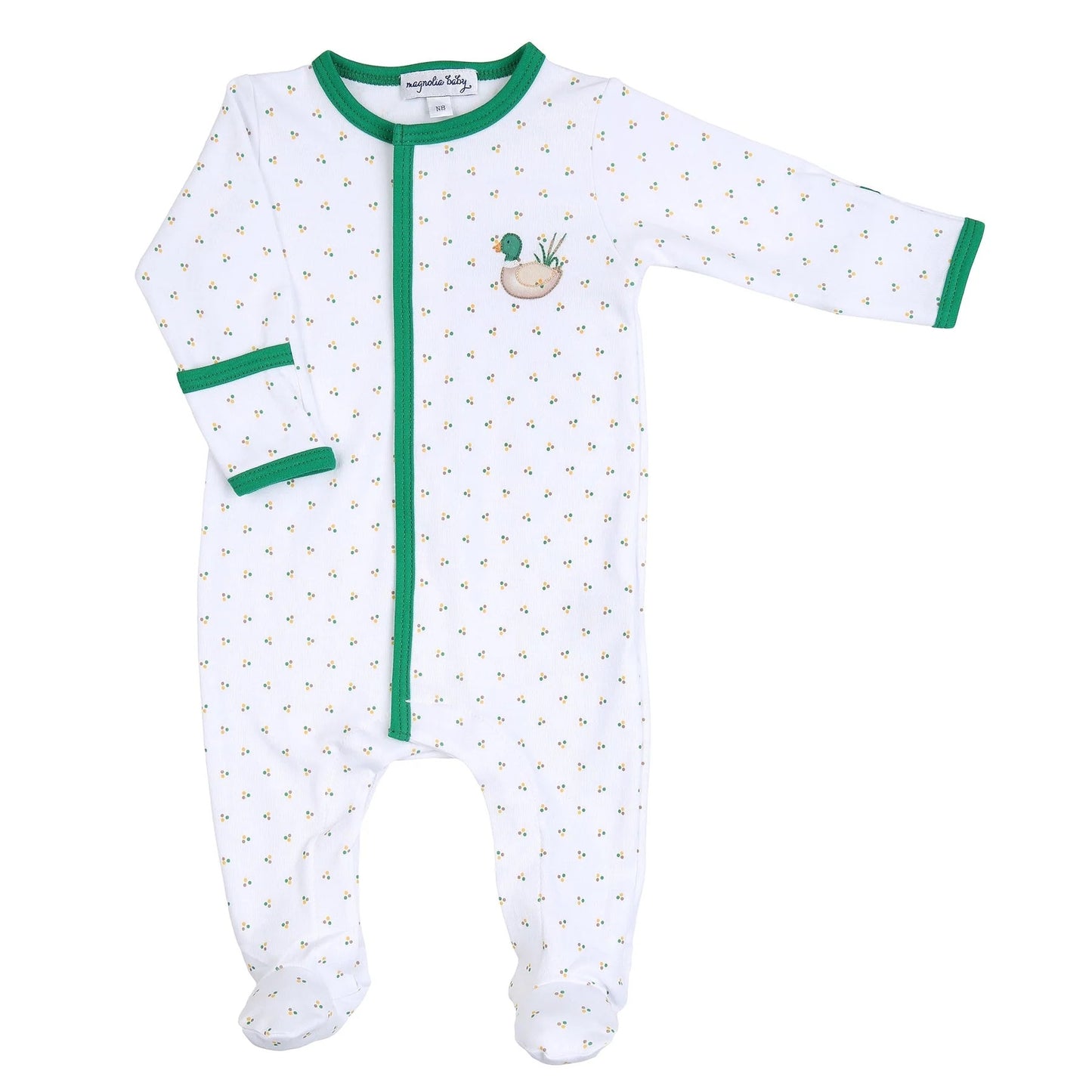 Marvelous Mallards Green Embroidered Footie