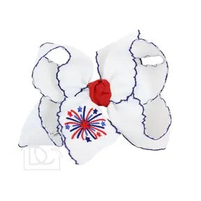 Embroidered Patriotic Flag Crochet Edge Bow