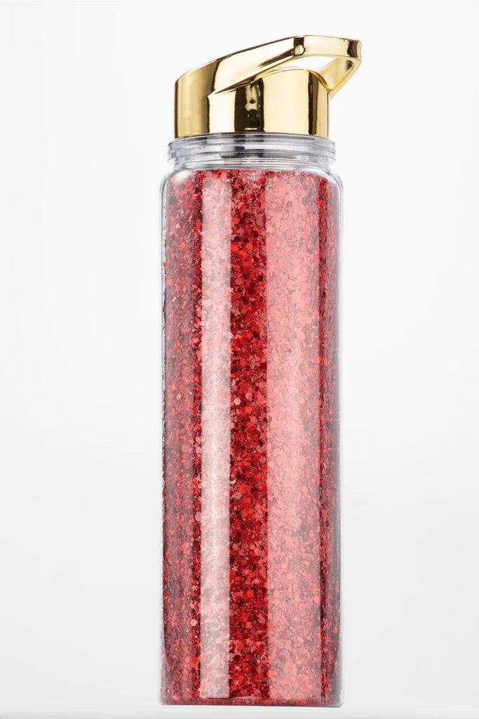 Red Glitter Water bottle
