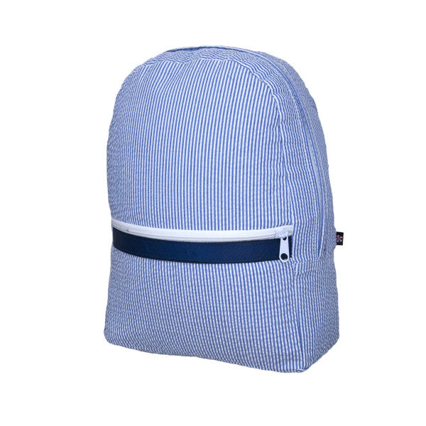 Navy Seersucker Backpack