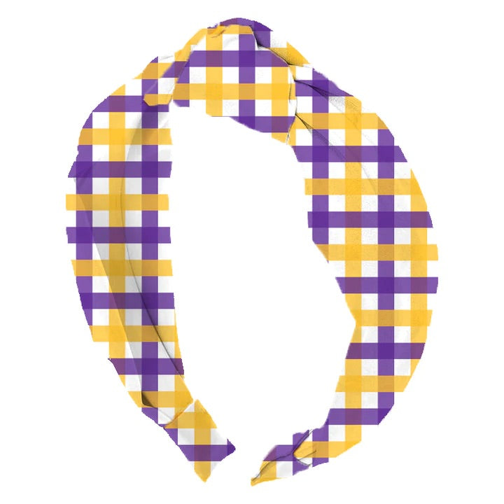 Purple and Gold Gingham Headband