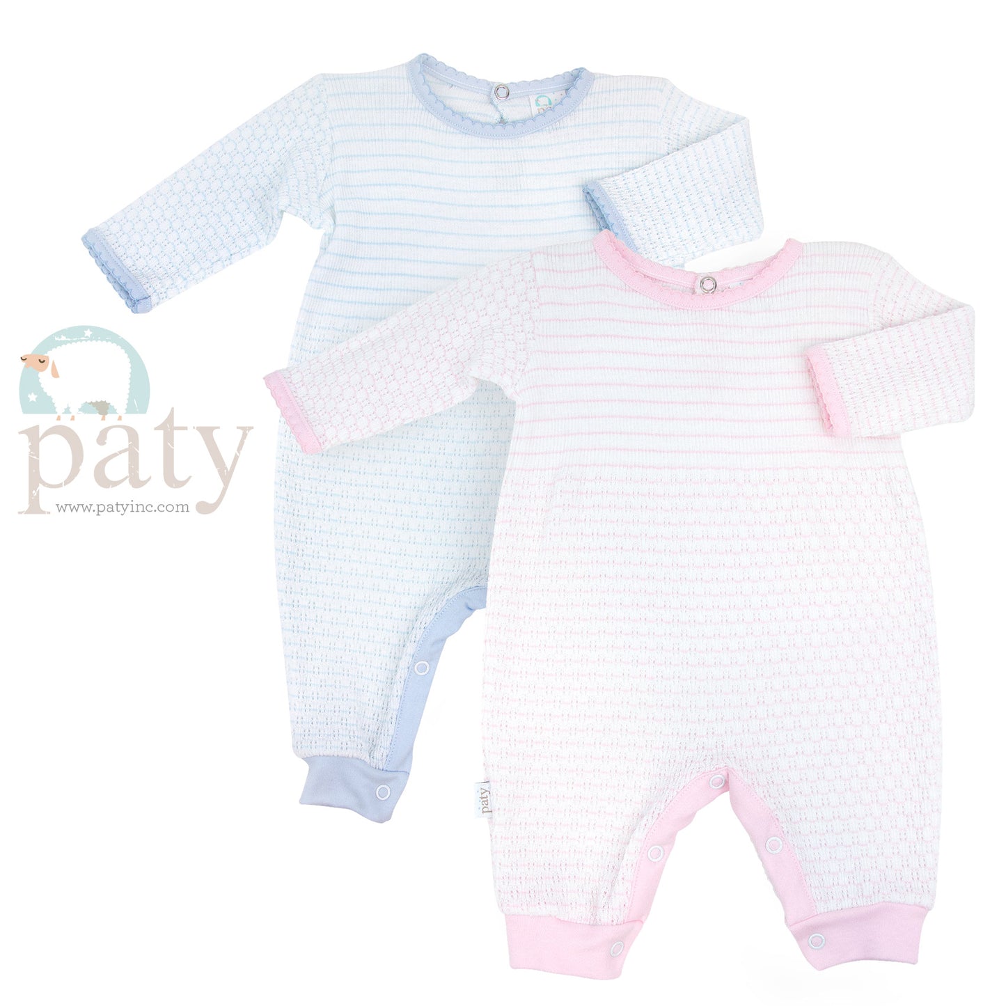 Blue Long Sleeve Pinstripe Romper