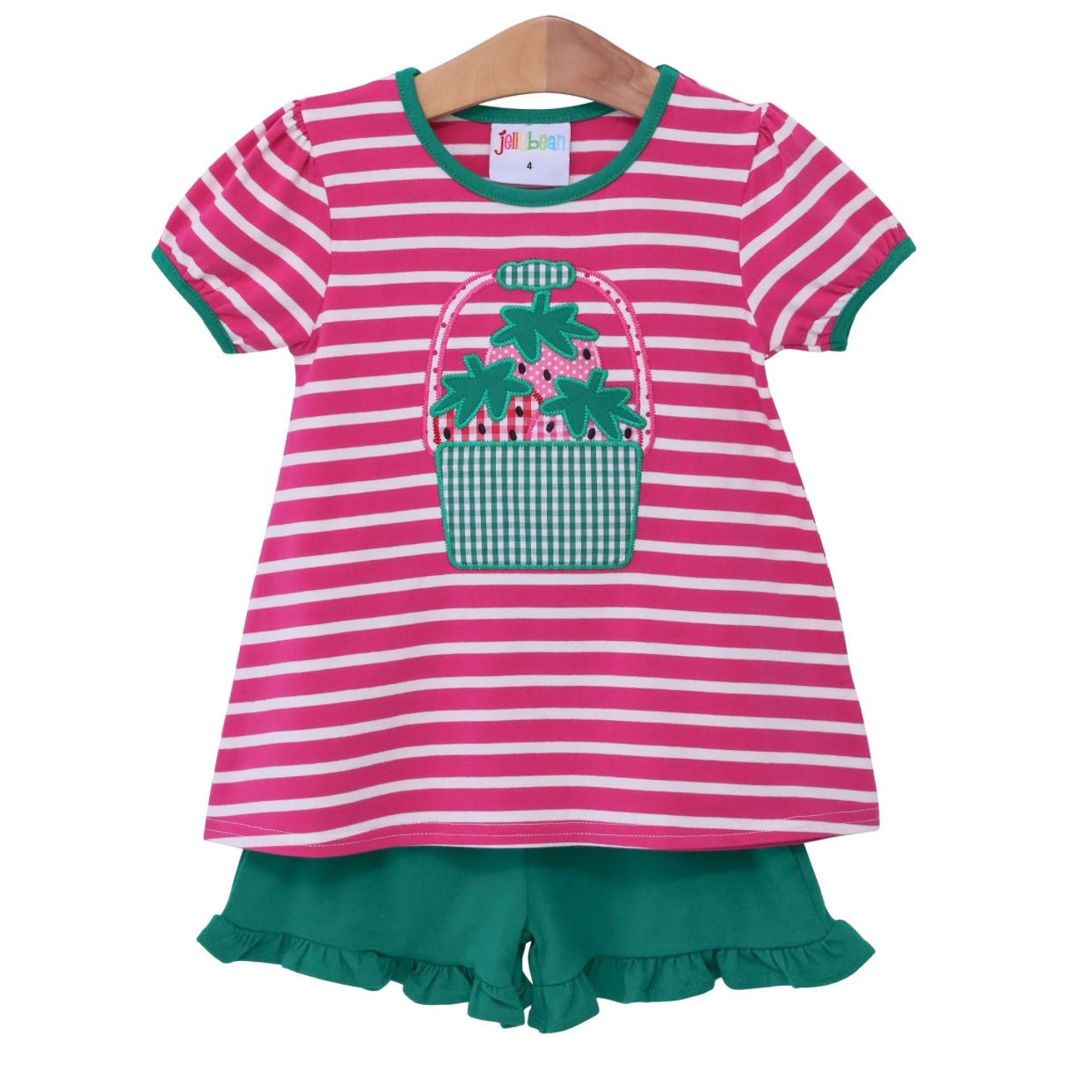 Strawberry Basket Applique Short Set