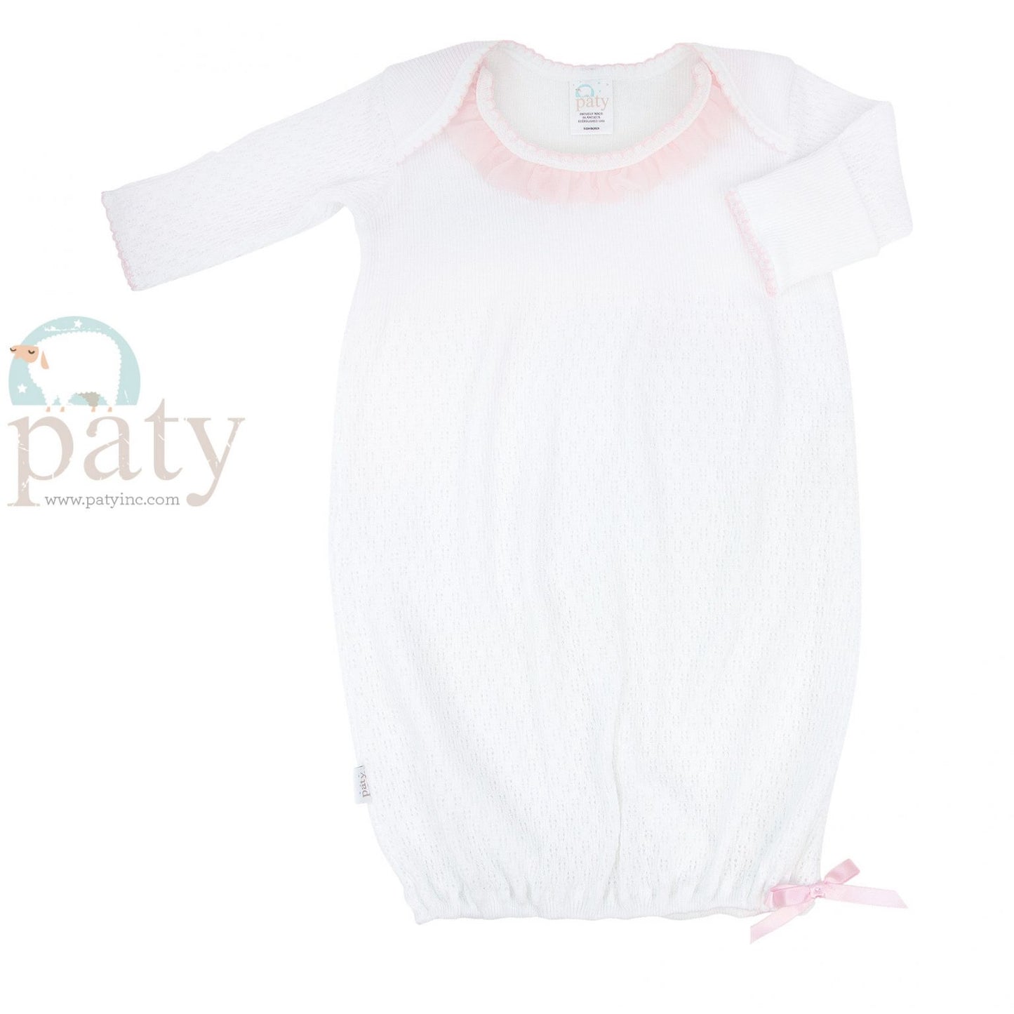 White Paty Gown with Pink Chiffon