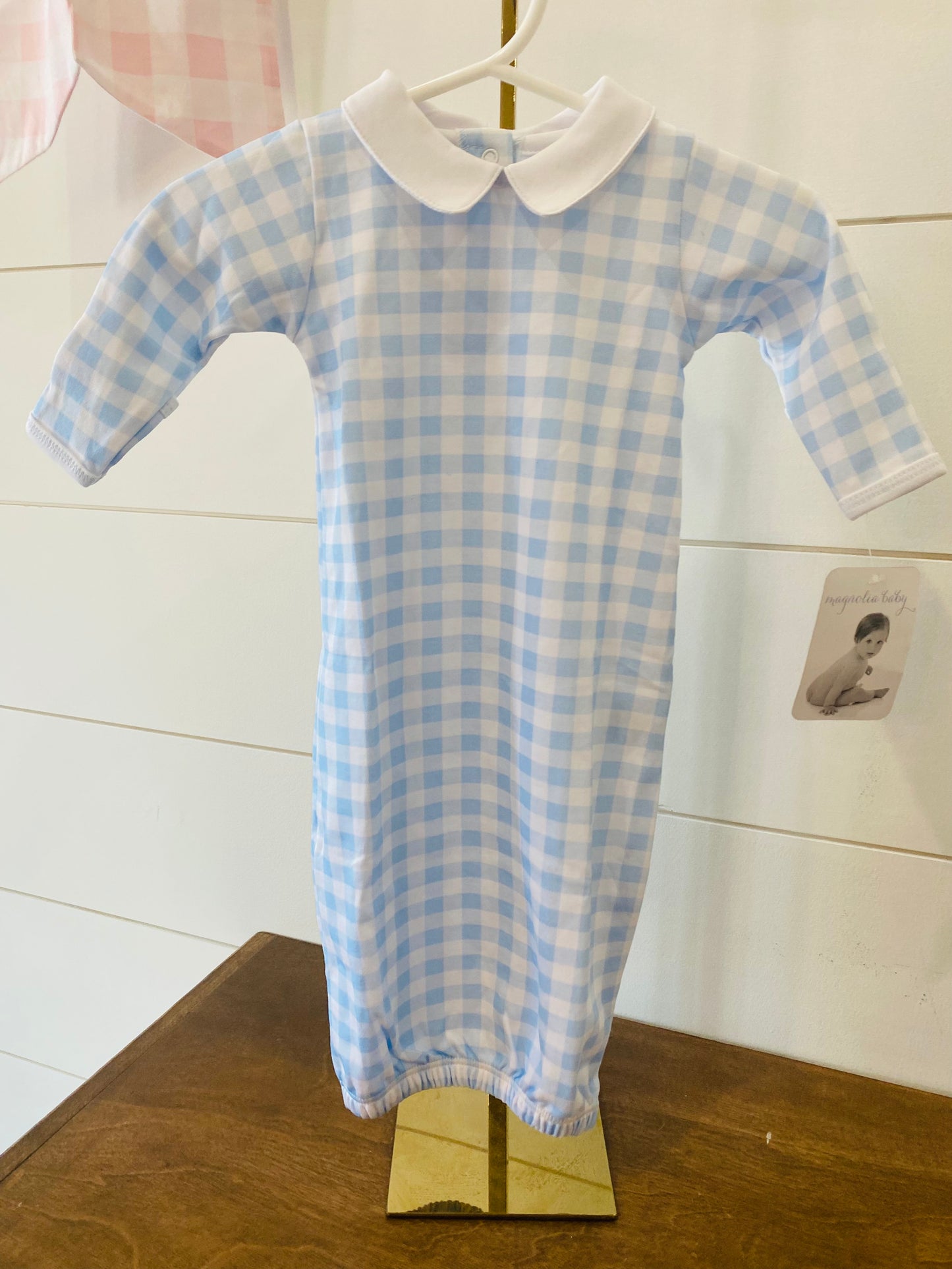 Baby checks blue Collar gown