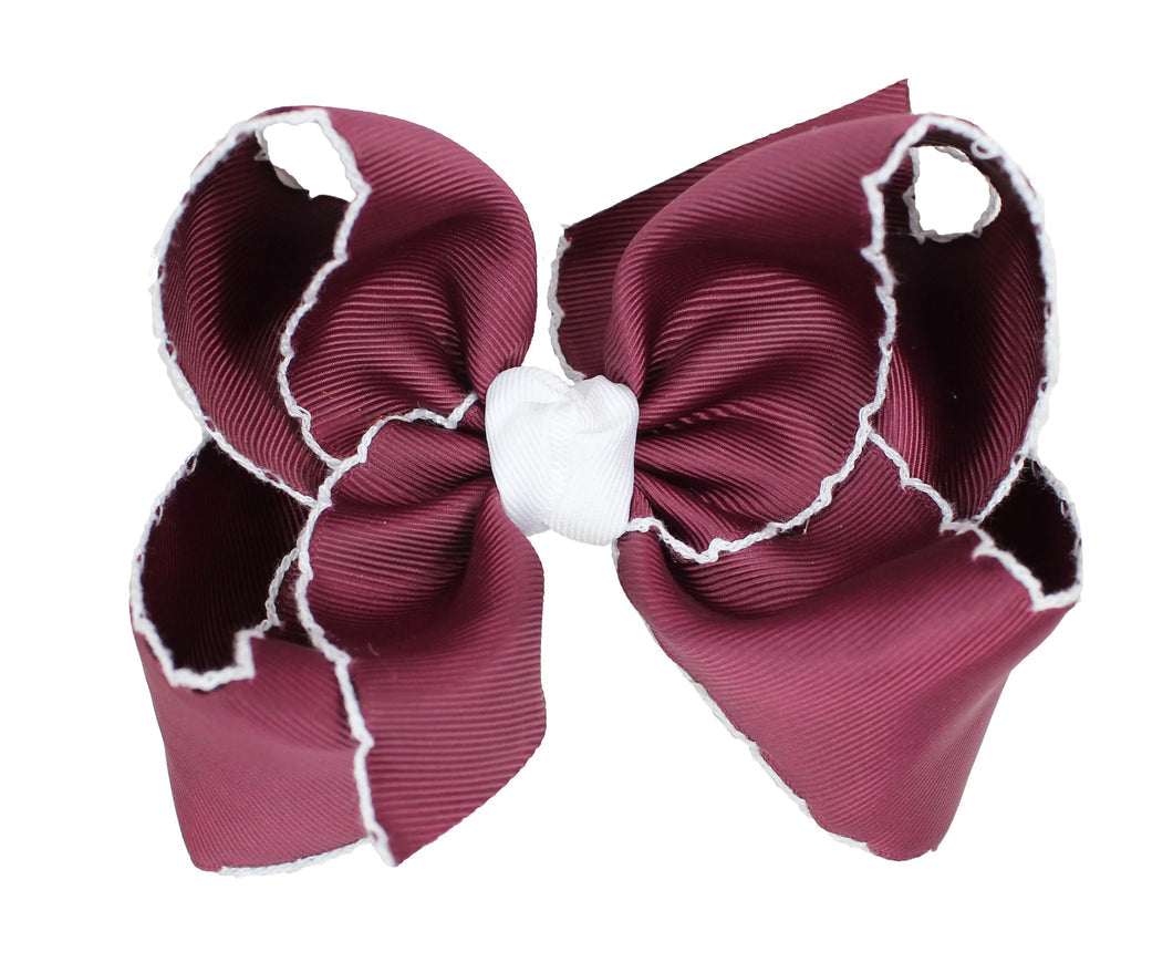 Burgundy/ White Crochet Edge 5.5" X-Large