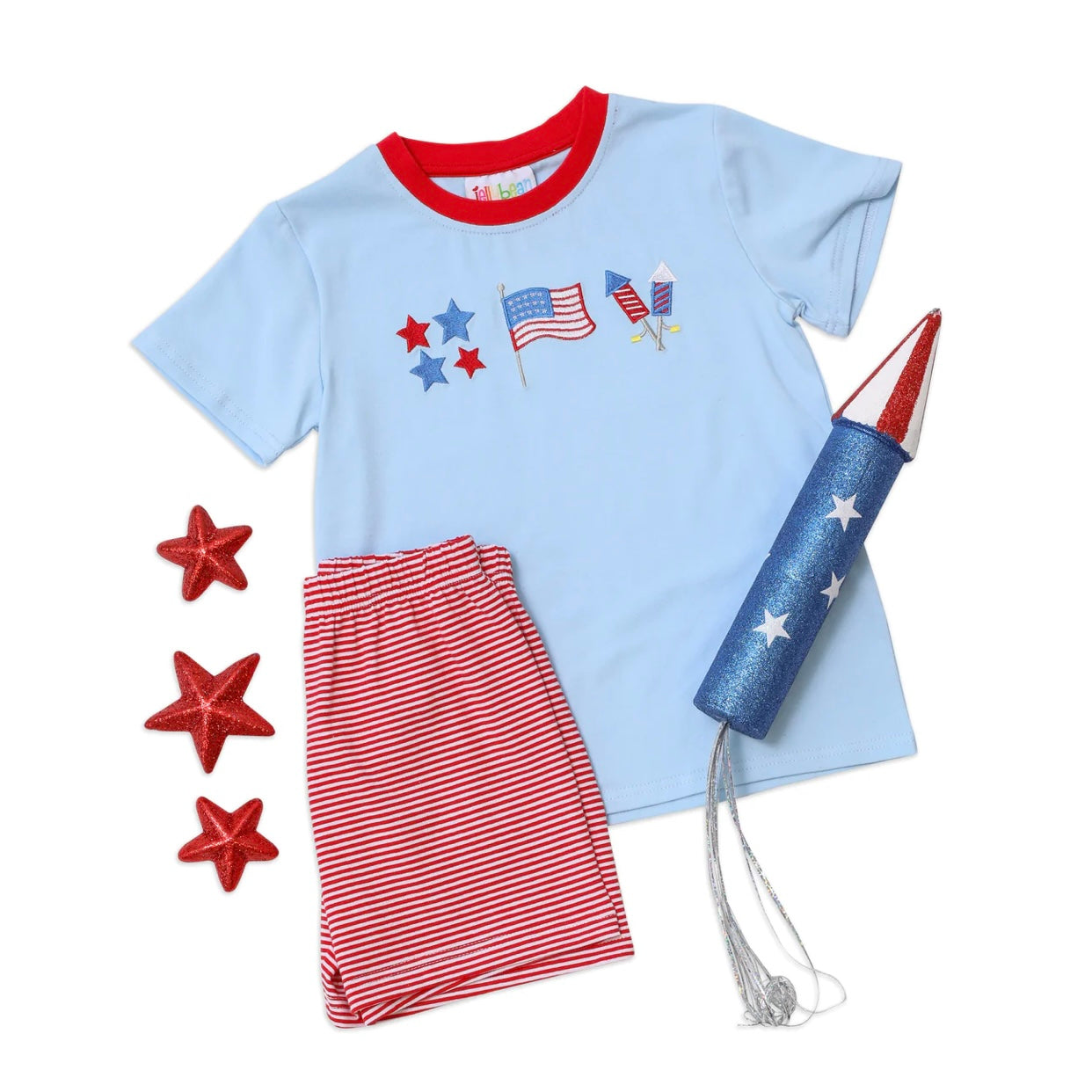 Patriotic Embroidery Short Set