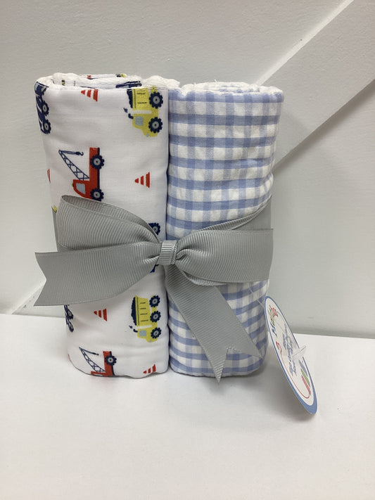 Truck & Gingham Burp Set