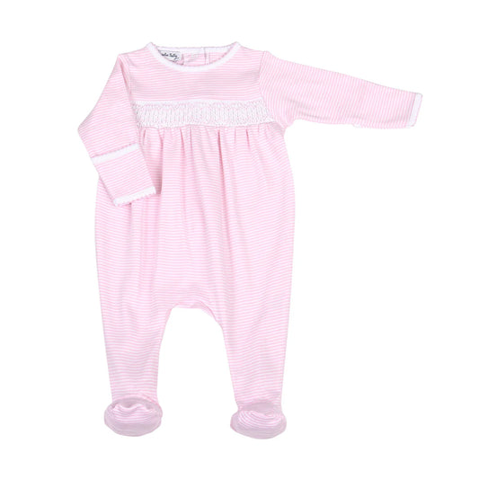 Mini Stripes Smocked Footie - Pink