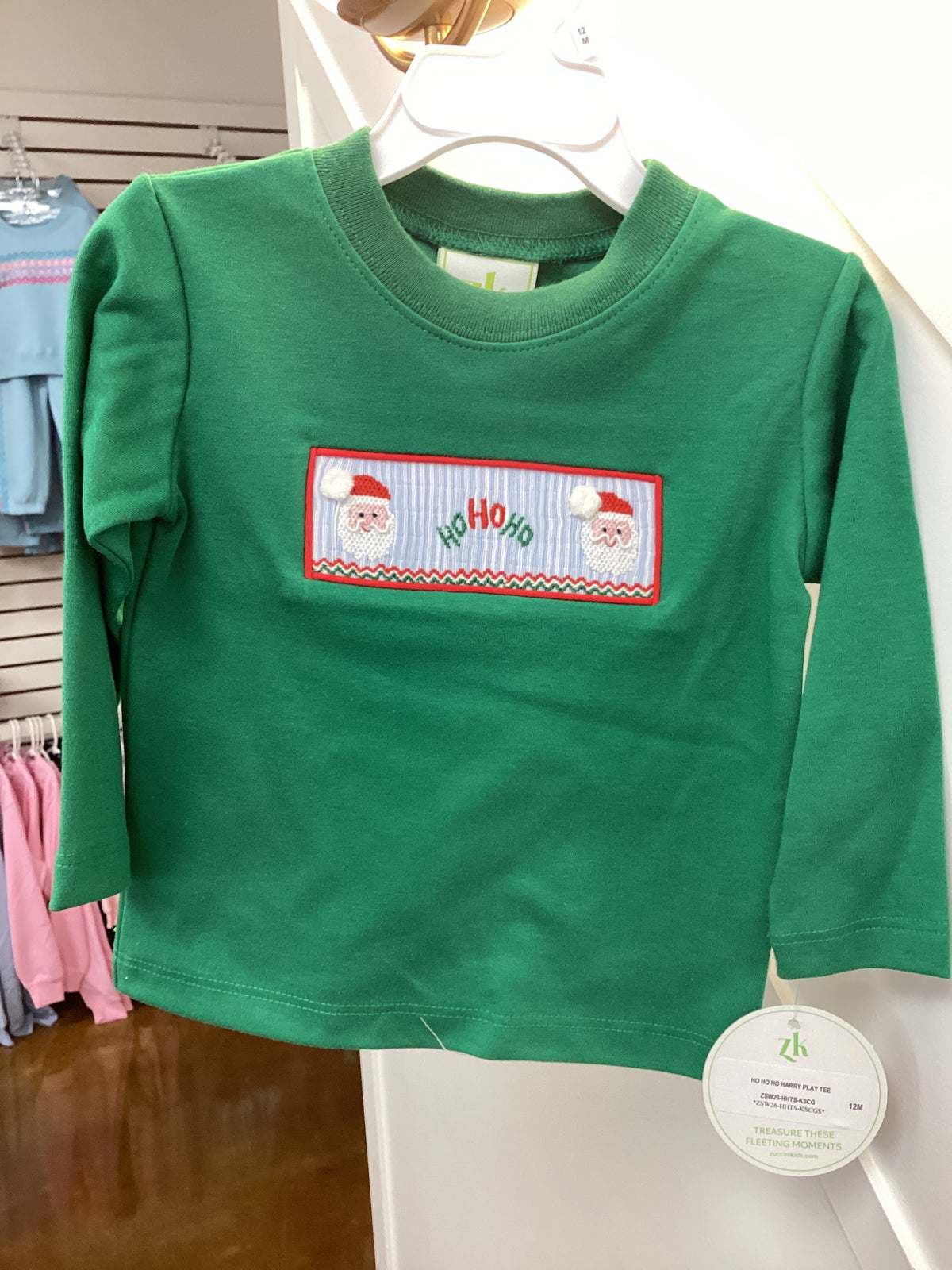 Green Smocked Santa Boys Pant Set