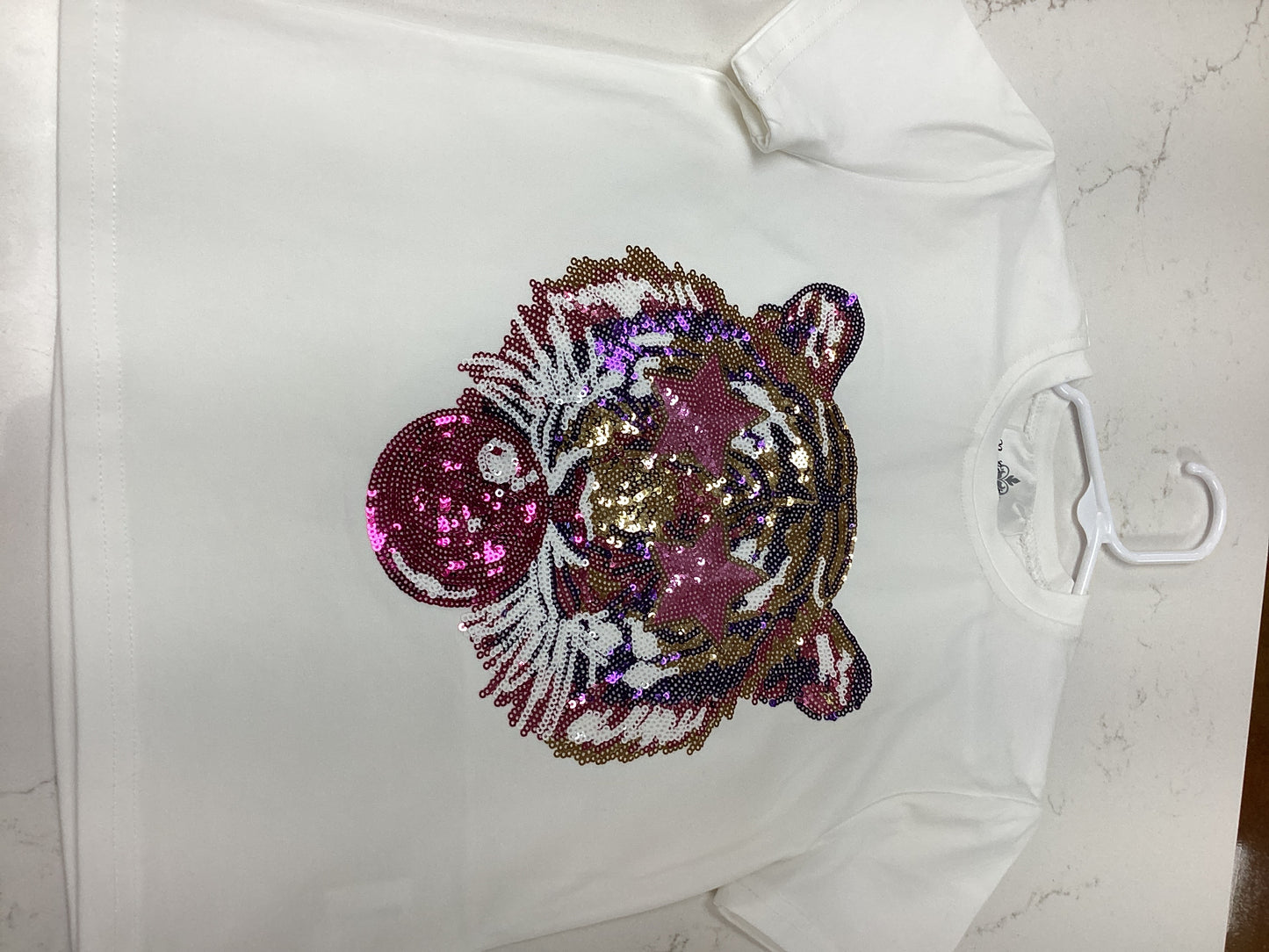 Belle Cher Sequin Tiger Face Tee