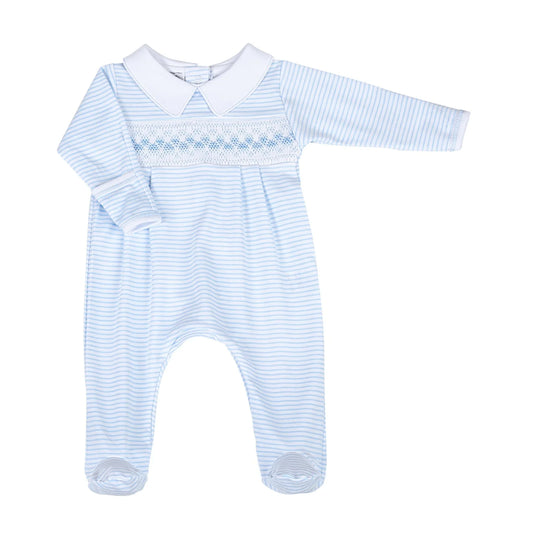 Lilly and Logan Smocked Footie - Blue