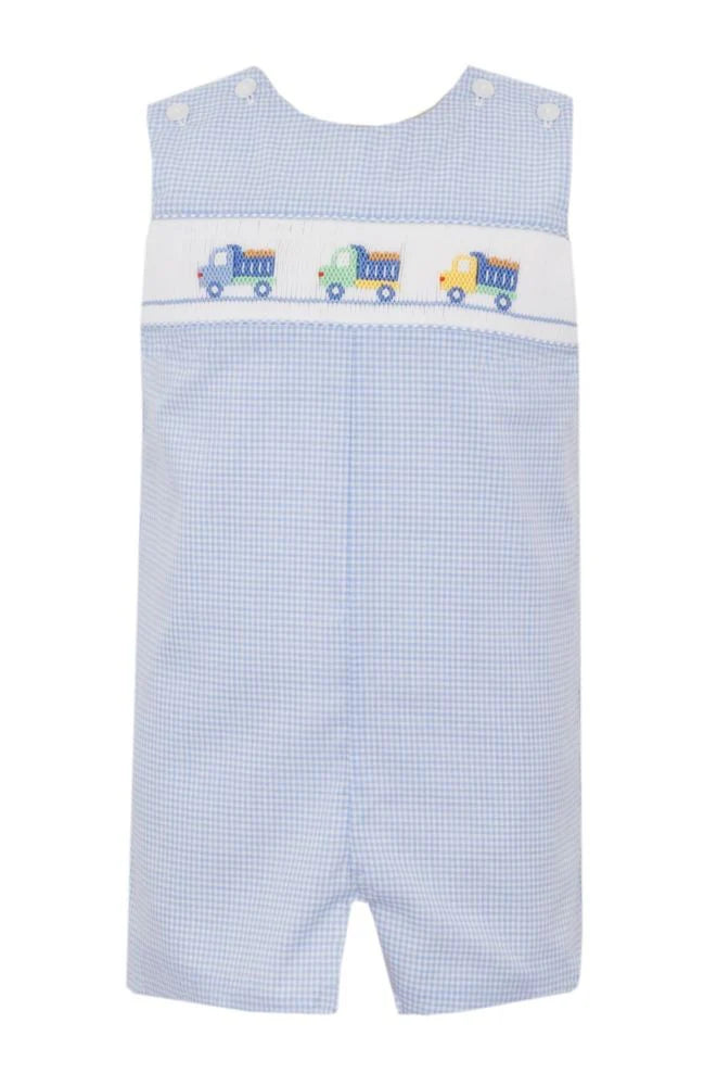 Dump Trucks light Blue blue gingham Jon Jon