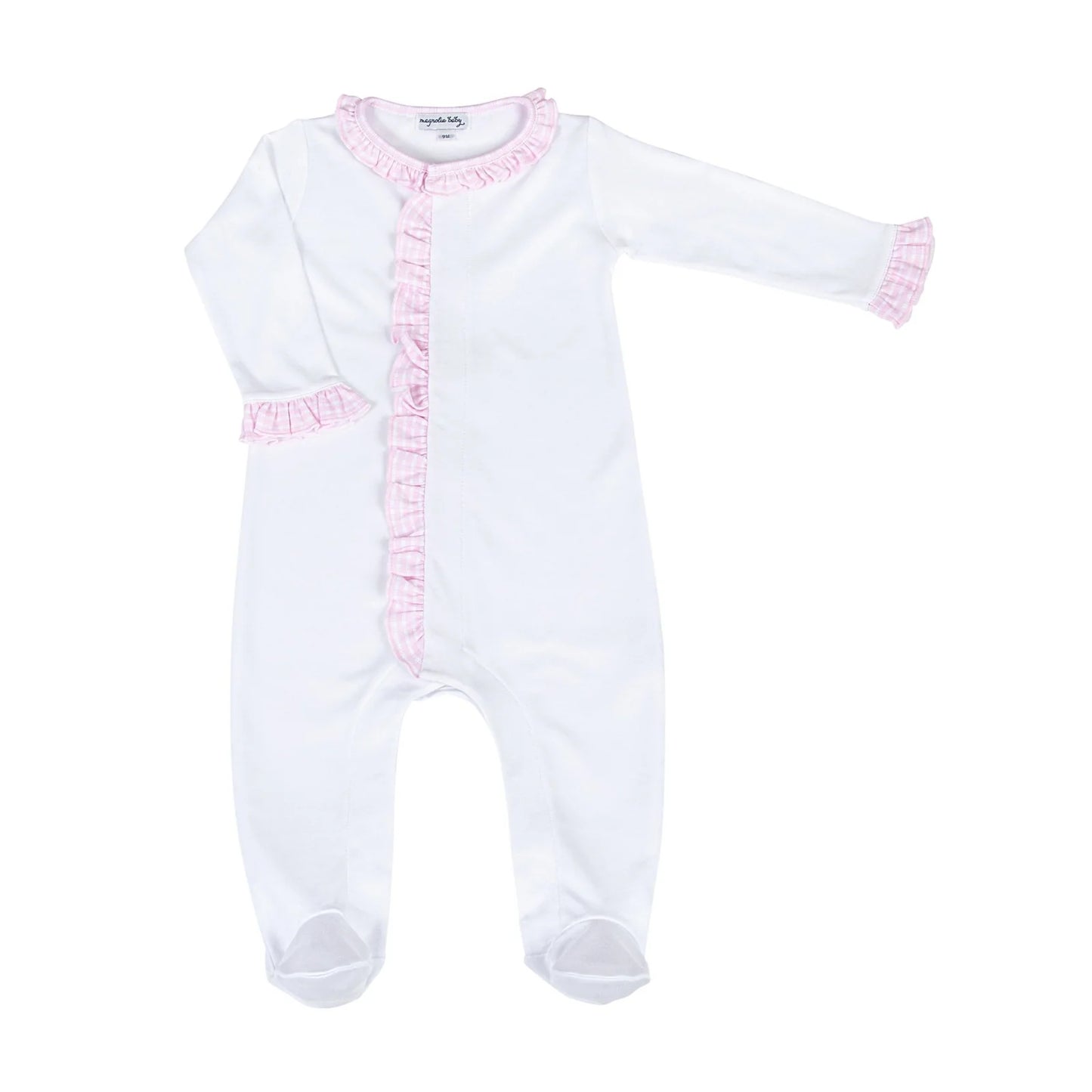 New Beginnings Pink Ruffle Front Footie