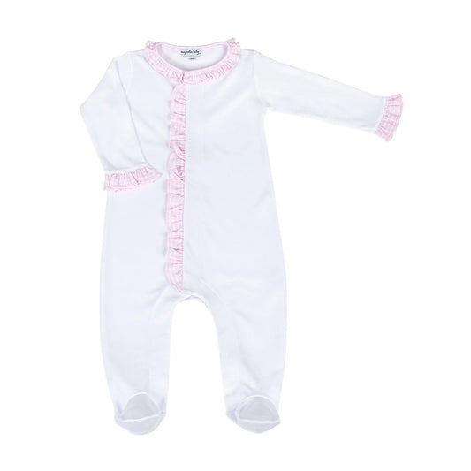 New Beginnings Pink Ruffle Front Footie