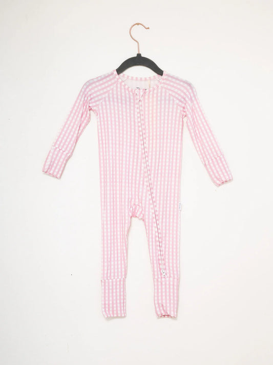 Gingham Pink Sleep Romper