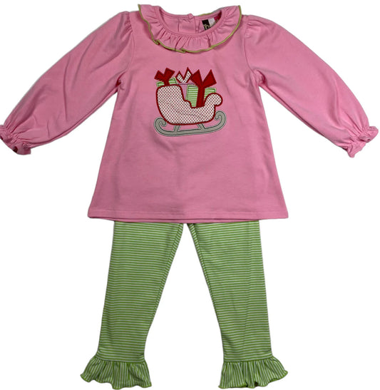 BS Christmas Sleigh Ruffle Pant Set