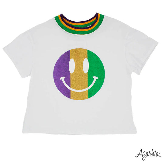Mardi Gras Glitter Smiley Face