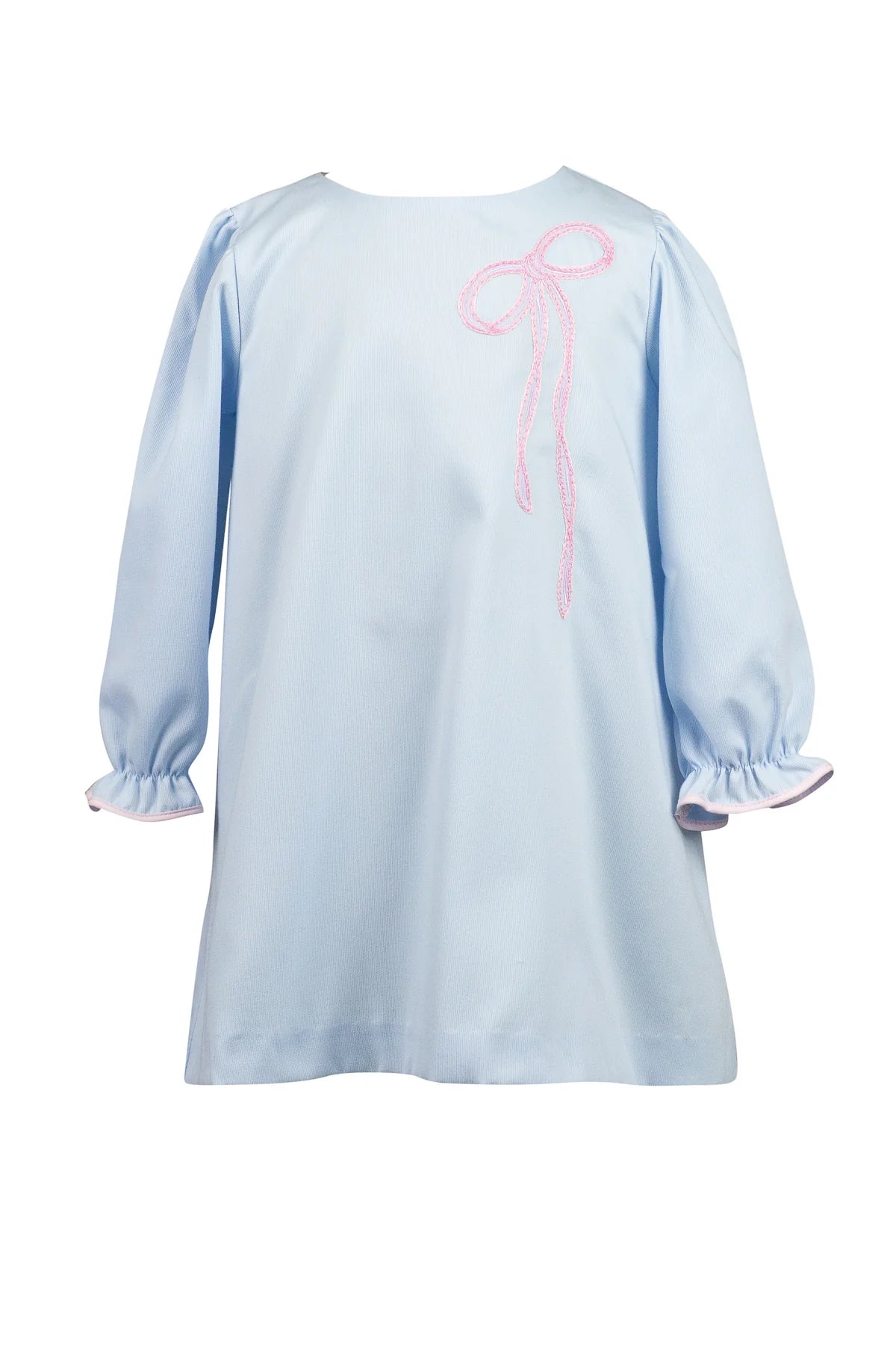 Proper Peony Girls Blue Brooklyn Bow Dress - Pink Bow