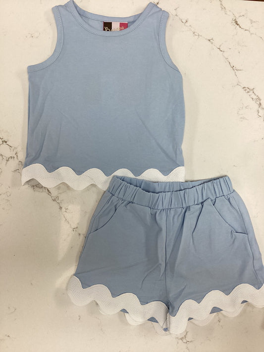 BS Blue Scalloped Short Set