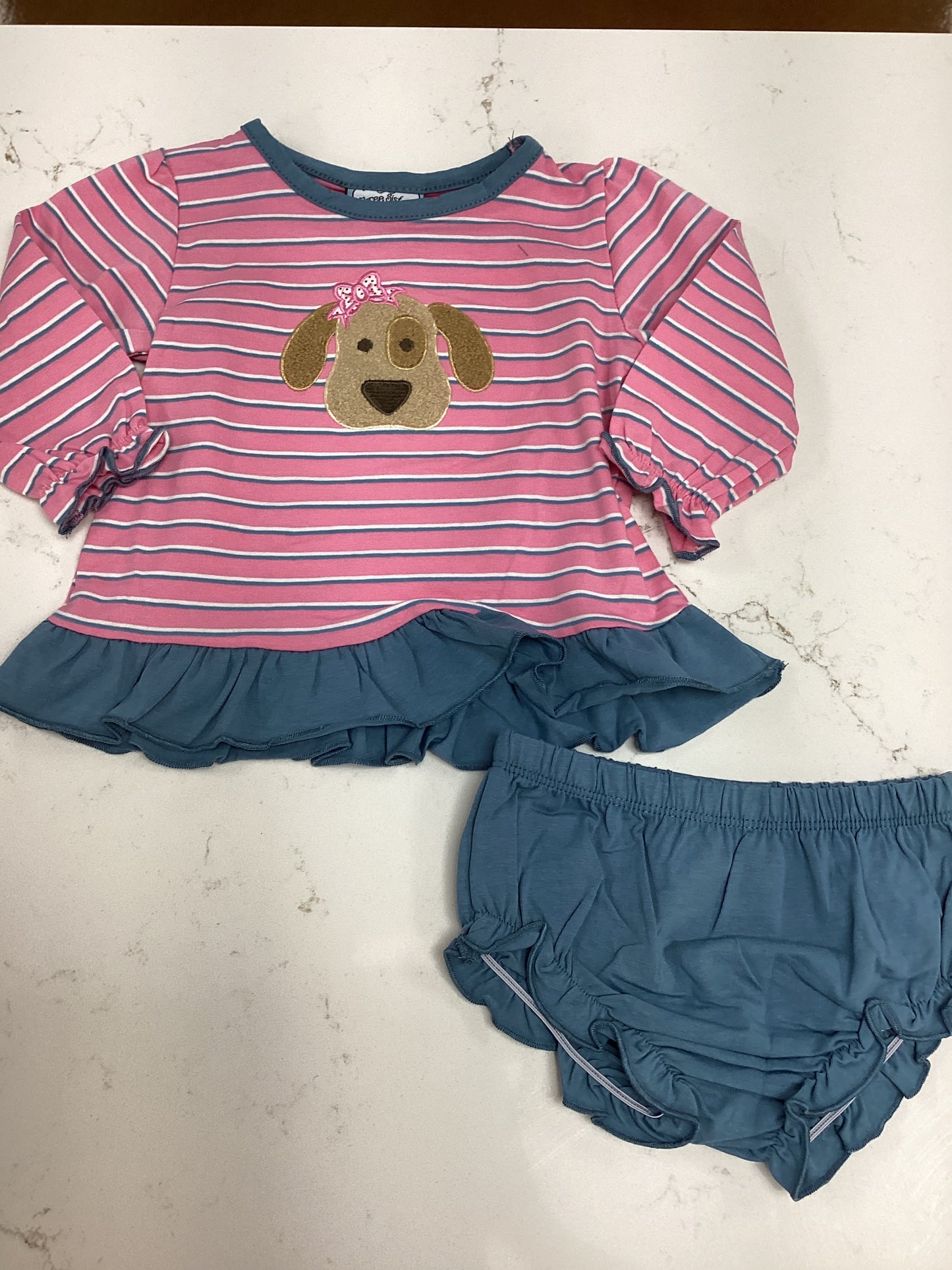 TS Girls Striped Ruffle Dog Bloomer Set