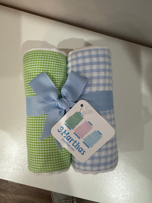 Green & Blue Gingham Burp Set