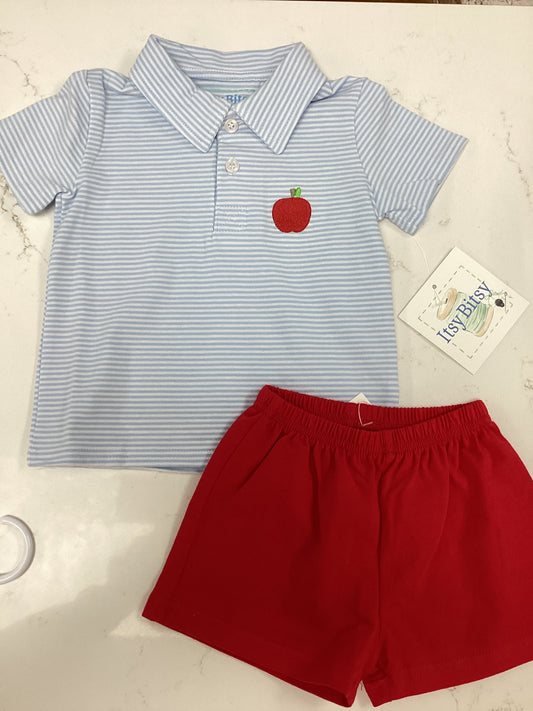 IB Blue Striped Apple Short Set