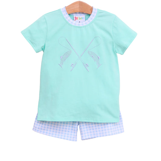 Fishing Embroidery Short set