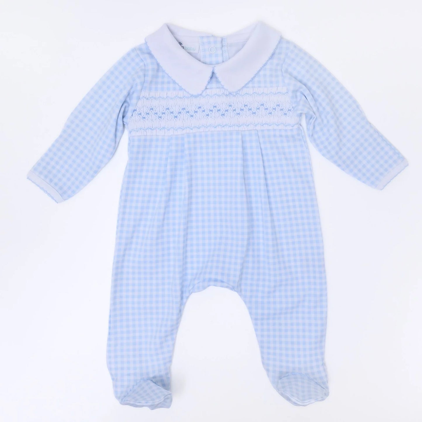 Blue Smocked Collared Boy Footie