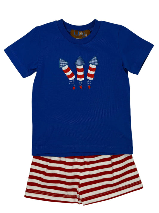 MJ Boys Firework Appliqué Short Set