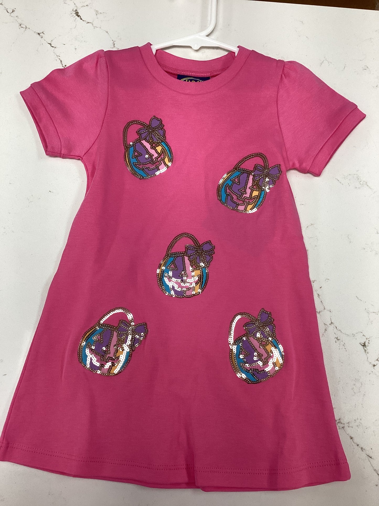 EJ Pink Sequin Pumpkin Basket Dress