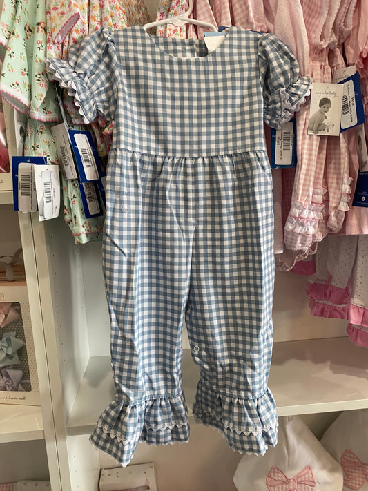 Blue Gingham Gabby Romper